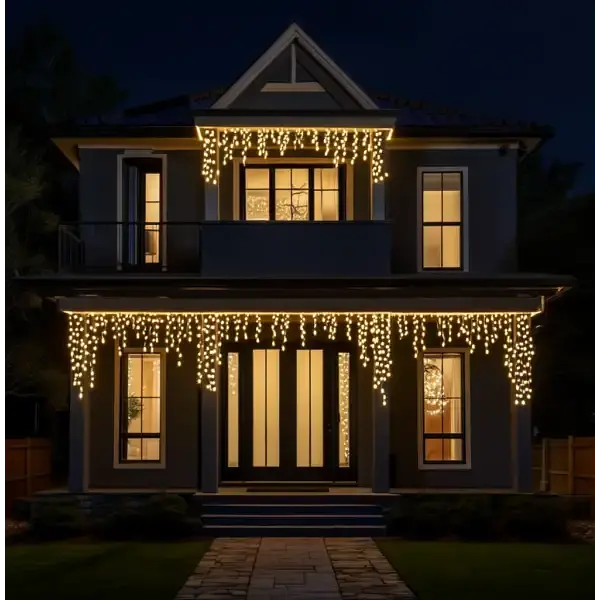 Уличная гирлянда Бахрома GarlandoPro 25 м 405 LED белая проволока Желтая 25MWY - фото 4