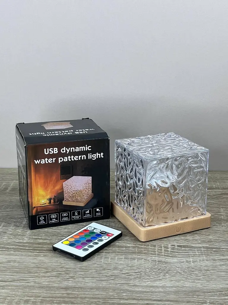 RGB LED нічник Dynamic Water Pattern Light з ефектом води, пультом ДК і USB живленням декоративна настільна лампа - фото 5