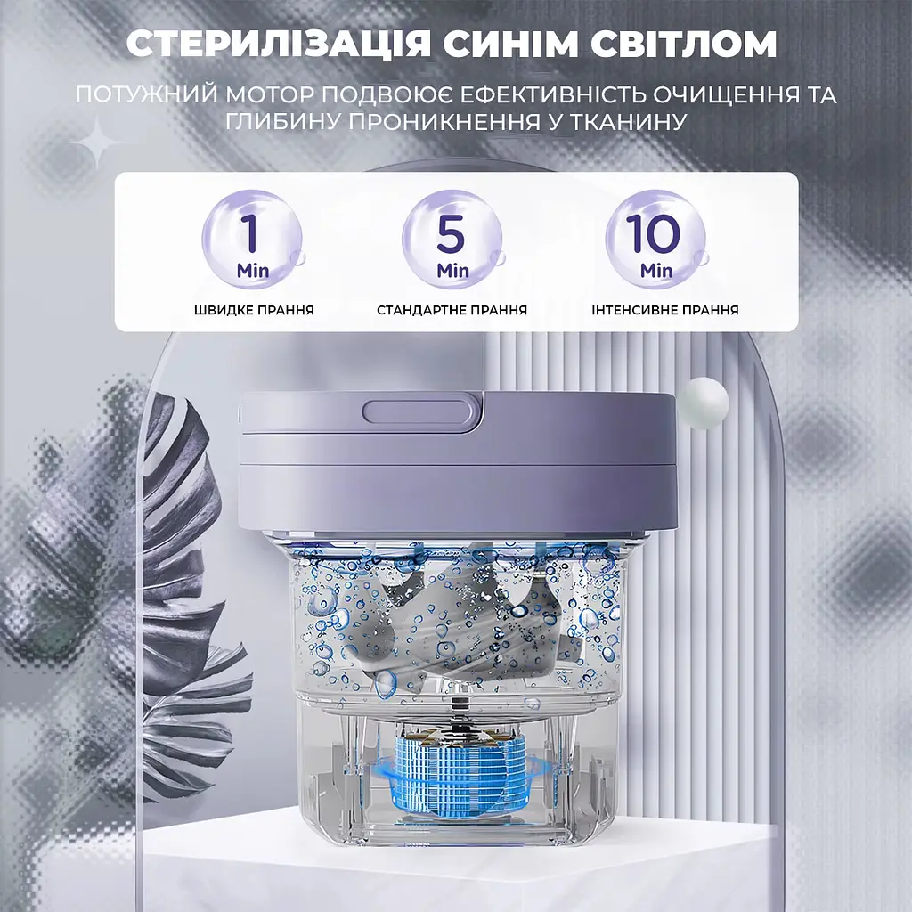 Портативна міні складана ультразвукова пральна машинка на 12L - фото 4