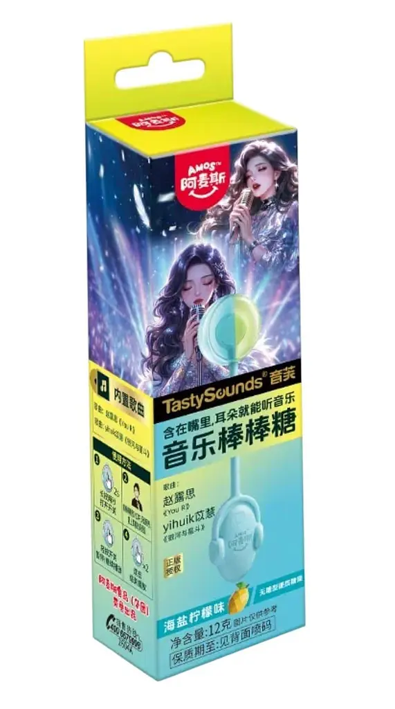 Льодяник Amos Tasty Sounds Audio Lollipop Sea Salt Lemon Flavor 12г - фото 5