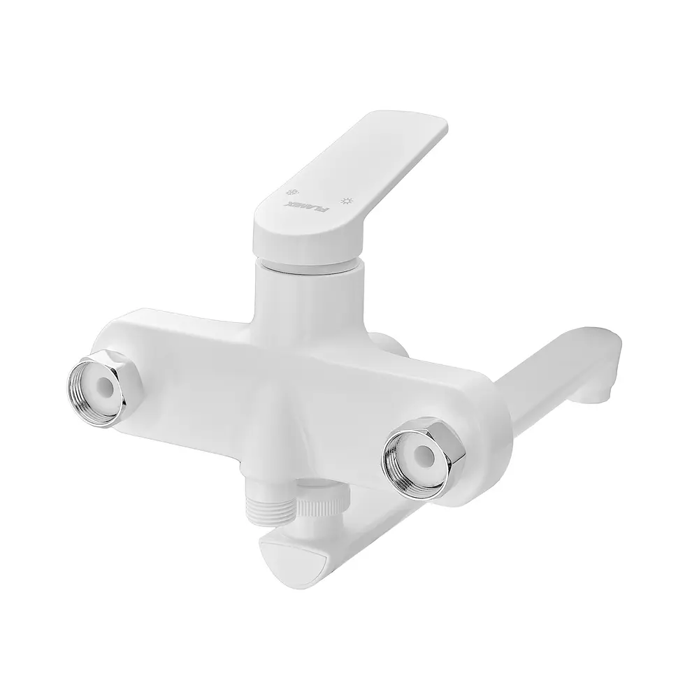 Смеситель для ванны Plamix Lucas-006 Euro SET (со шлангом лейкой и кронштейном) white PM0709 Белый - фото 2