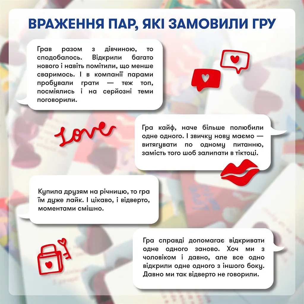 Розмовна гра Orner Розкажи мені все! Love edition (Orner-1636) - фото 8