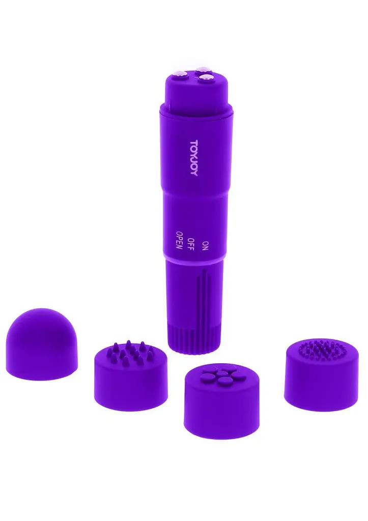 Вібромасажер з насадками Toy Joy Funky Massager, 10х2.5 см (фіолетовий)
