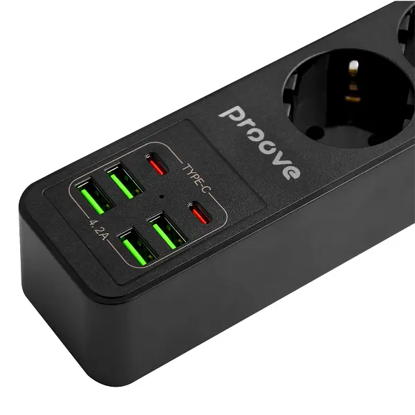 Мережевий фільтр Proove Power Socket P-03 (3 х розетки 4 х USB 2 х Type-C) 2 м - фото 4