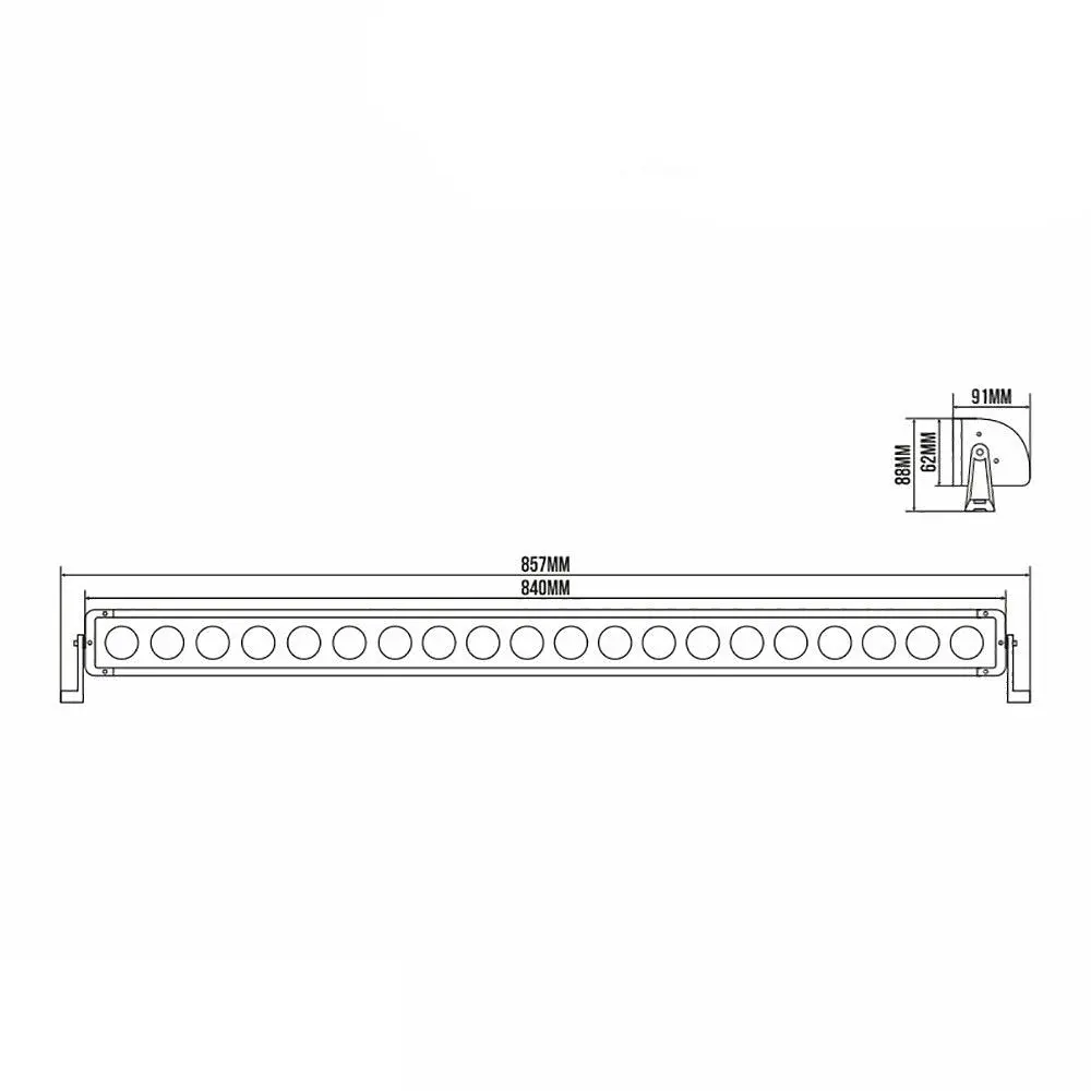 Фара-LED Балка 760 x 91 x 62mm 180W (10W x 18) 10-30V Ближній/Flood BELAUTO (BOL1810LF) 1 шт. IP69 - фото 2