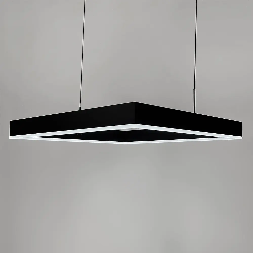 Черная люстра с подвесным квадратом 60 см Ст. MJ 223-600 BK Line F - фото 6