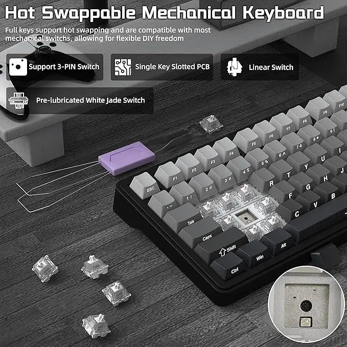 Бездротова клавіатура ATTACK Shark X85 Grey 75% | RGB підсвітка | бокове гравіювання - фото 4