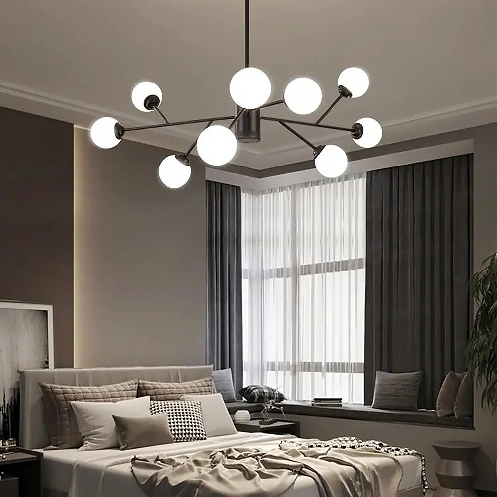 Потолочная черная люстра Grand Bunch на 9 плафонов Line.F AOC 20/9 BK - фото 1