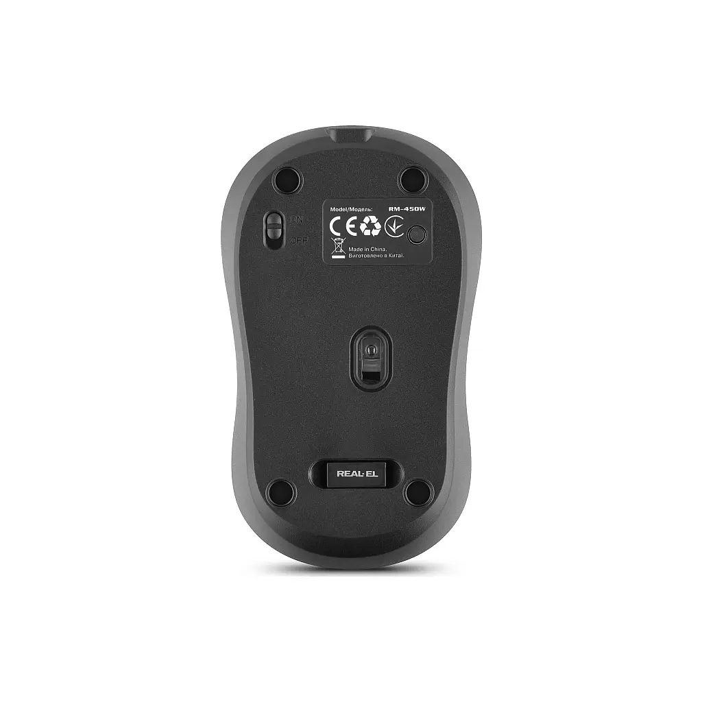 Мишка REAL-EL RM-450W Wireless/Bluetooth Black/Gray (EL123200046) - фото 9