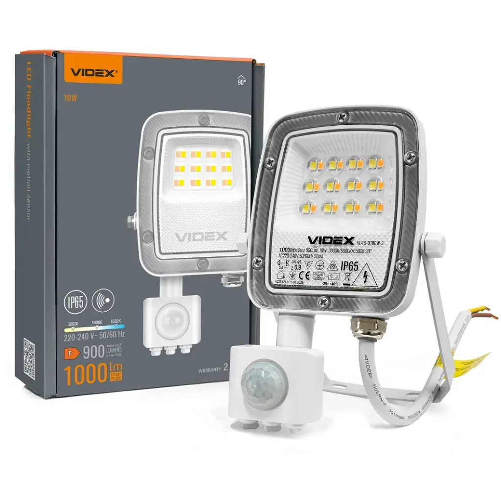 Прожектор Videx F5 10W 3000-5000-6500K с датчиком движения 230V White (VL-F5-010CW-S) - фото 12