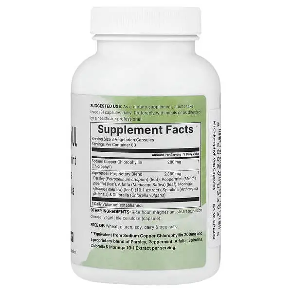 Хлорофіл Chlorophyll 240 капсул Micro Ingredients vit0004774 - фото 2