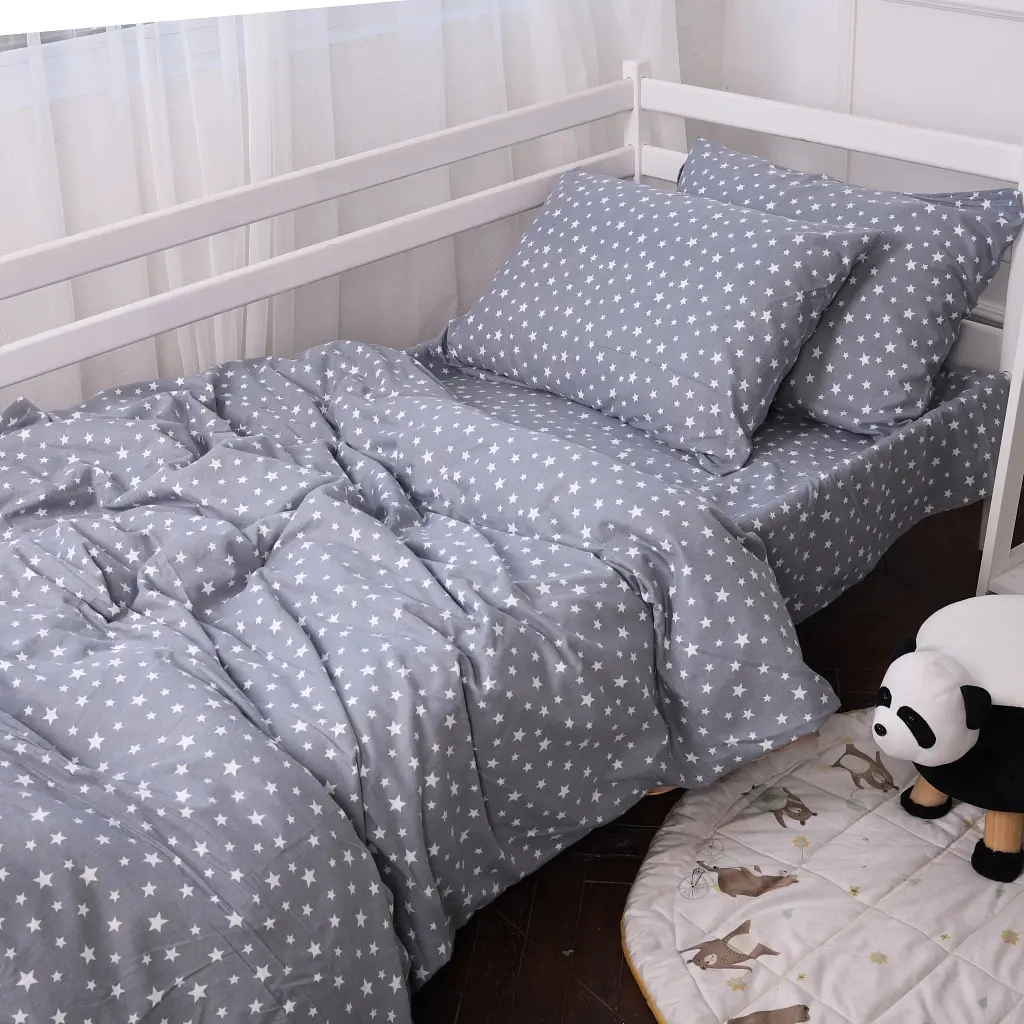 Постільна білизна MirSon 012 Grey Stars Фланель 2 x 160 x 220 Сімейний Євро (2200009653155) - фото 7
