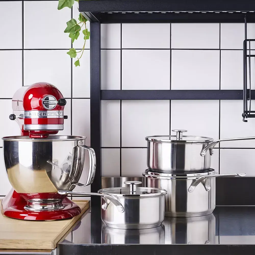 Набір ковшів з кришками KitchenAid SSS 16/18/20 см - 1,5/2,1/3,1 л з керамічним покриттям (CC005740-001) - фото 5