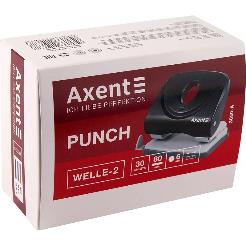 Діркопробивач для паперу Axent Welle-2 з пластиковим верхом 30 аркушів чорний (3830-01-A) - фото 5