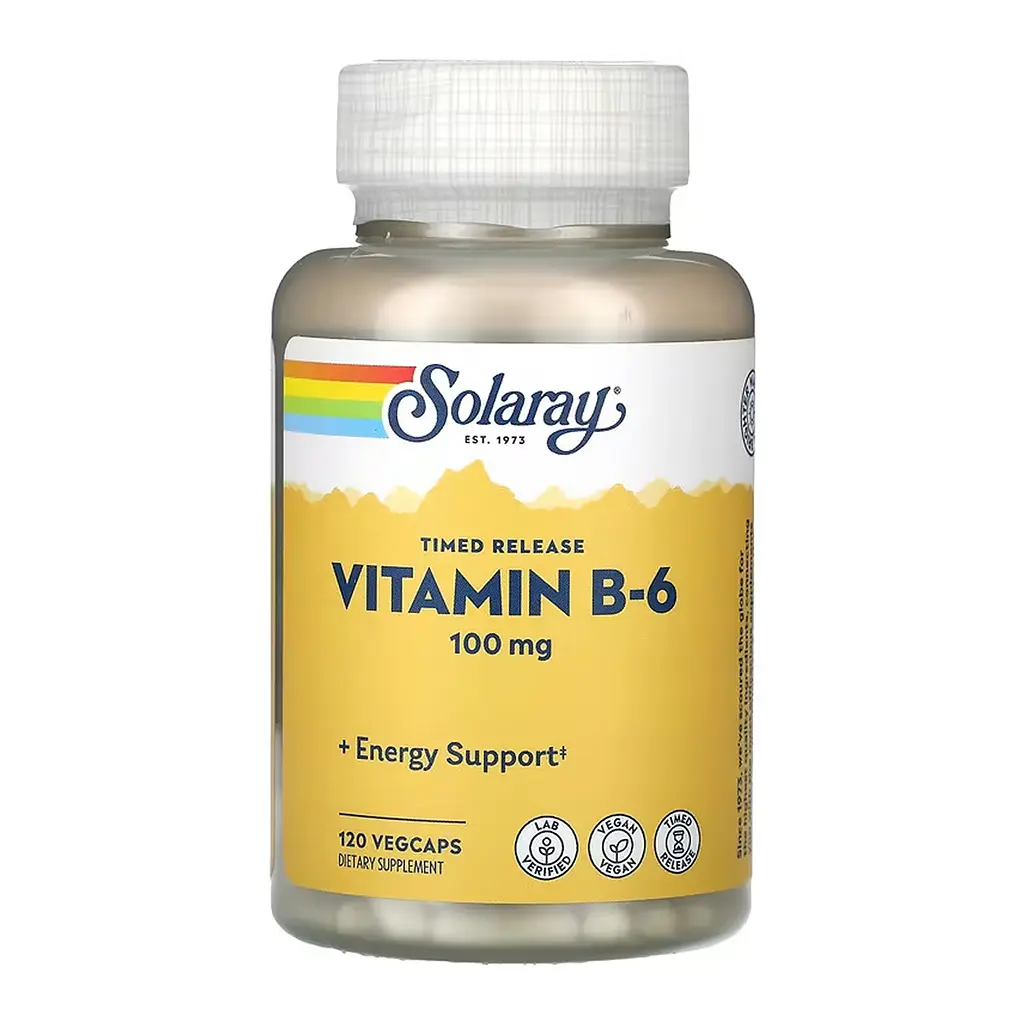 Вітамін B6 Solaray 100 мг (Vitamin B-6) - 120 веганських капсул
