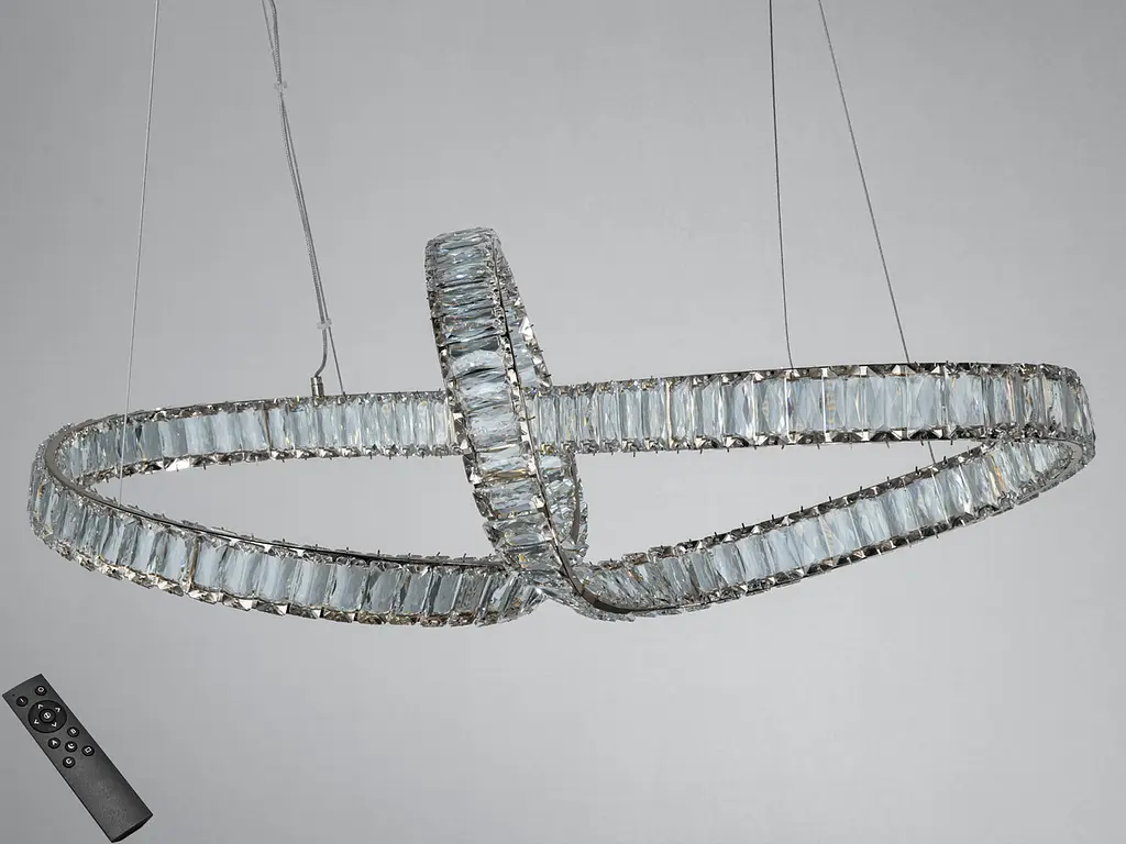 Підвісна LED-люстра Diasha D8861/800x300CH, кришталева спіраль 82 см, хром, 85 W, пульт ДК - фото 2