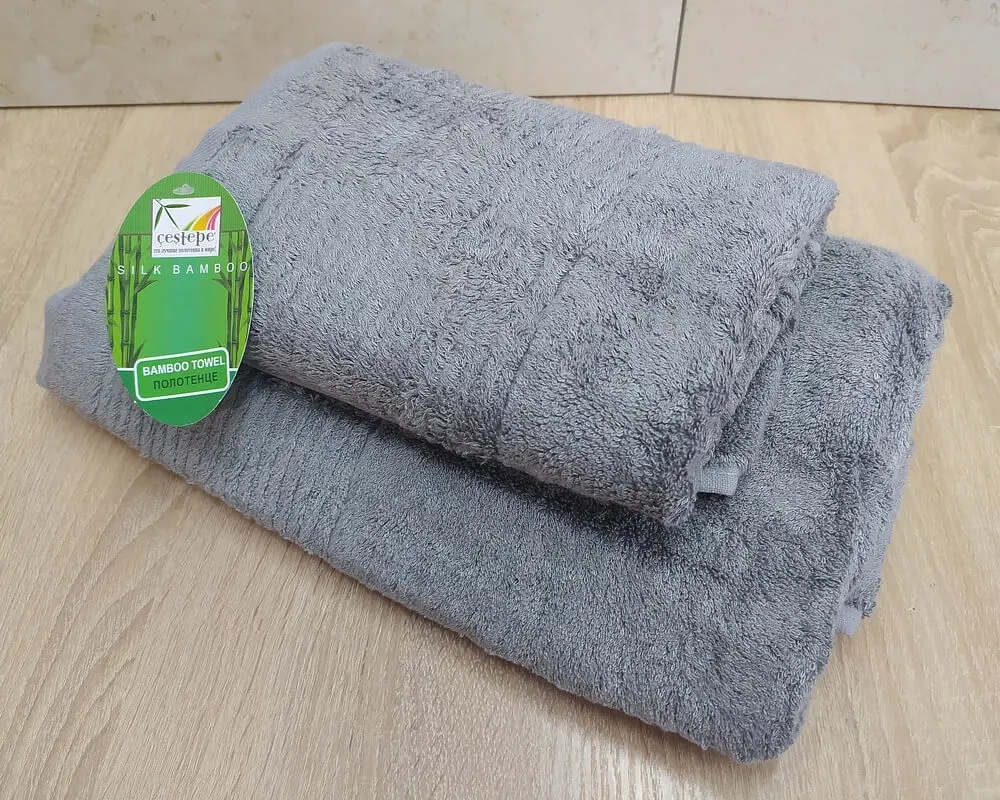 Набір турецьких бамбукових махрових рушників Cestepe 50х90+70х140 Bamboo Sarev Light Gray - фото 5