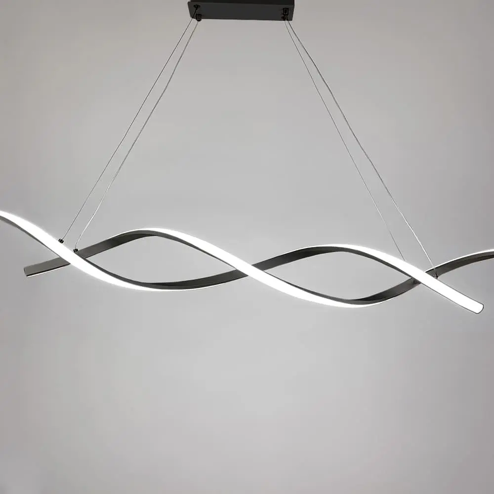 Удлиненная волнообразная люстра в черном корпусе длиной 120 см | Ст. H 18L-1200 BK Line F - фото 3