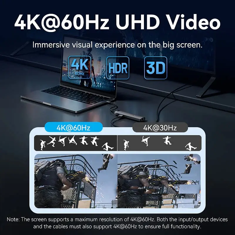 Док-станція USB3.2 Type-C --> HDMI/USB3.0/USB2.0/RJ45/SD/TF/PD 100W Hub 8-in-1 Vention - фото 5