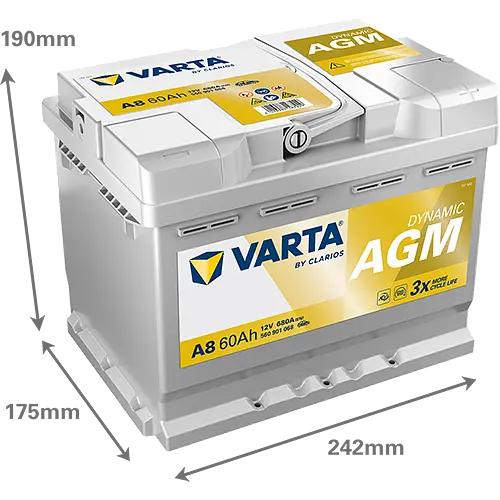 Акумулятор Varta Dynamic AGM 12В 60Аг 680А (EN) R+ (560901068) - фото 3