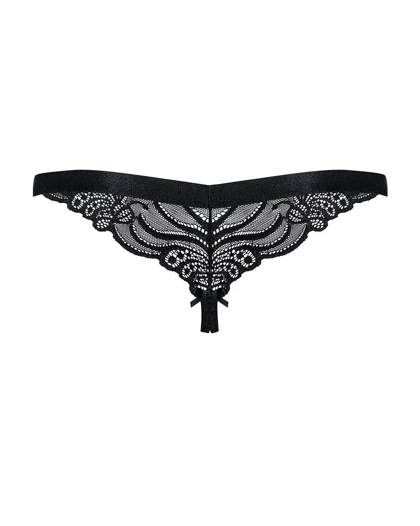 Кружевные танга с доступом Obsessive 828-THC-1 crotchless thong черные S/M - фото 6