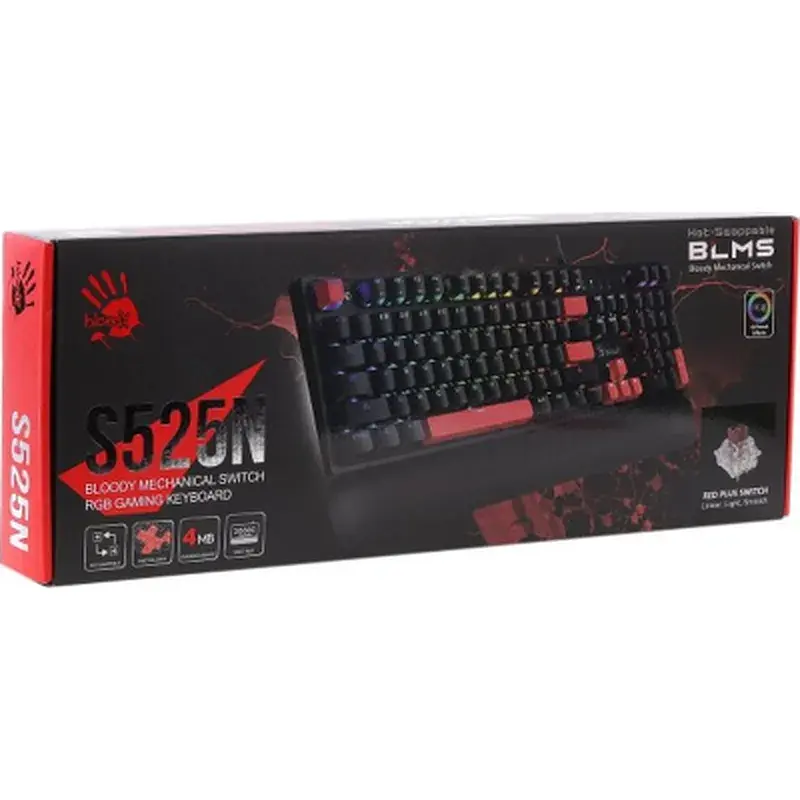 Клавіатура A4Tech Bloody S525N RGB BLMS Red Switch USB Fire Black (4711421002066) - фото 6