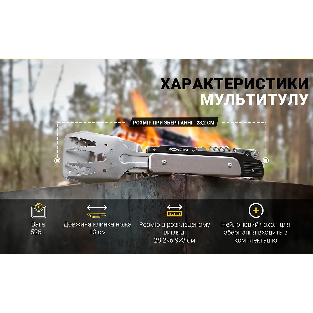 Мультитул для барбекю Roxon S601, рожевий - фото 17