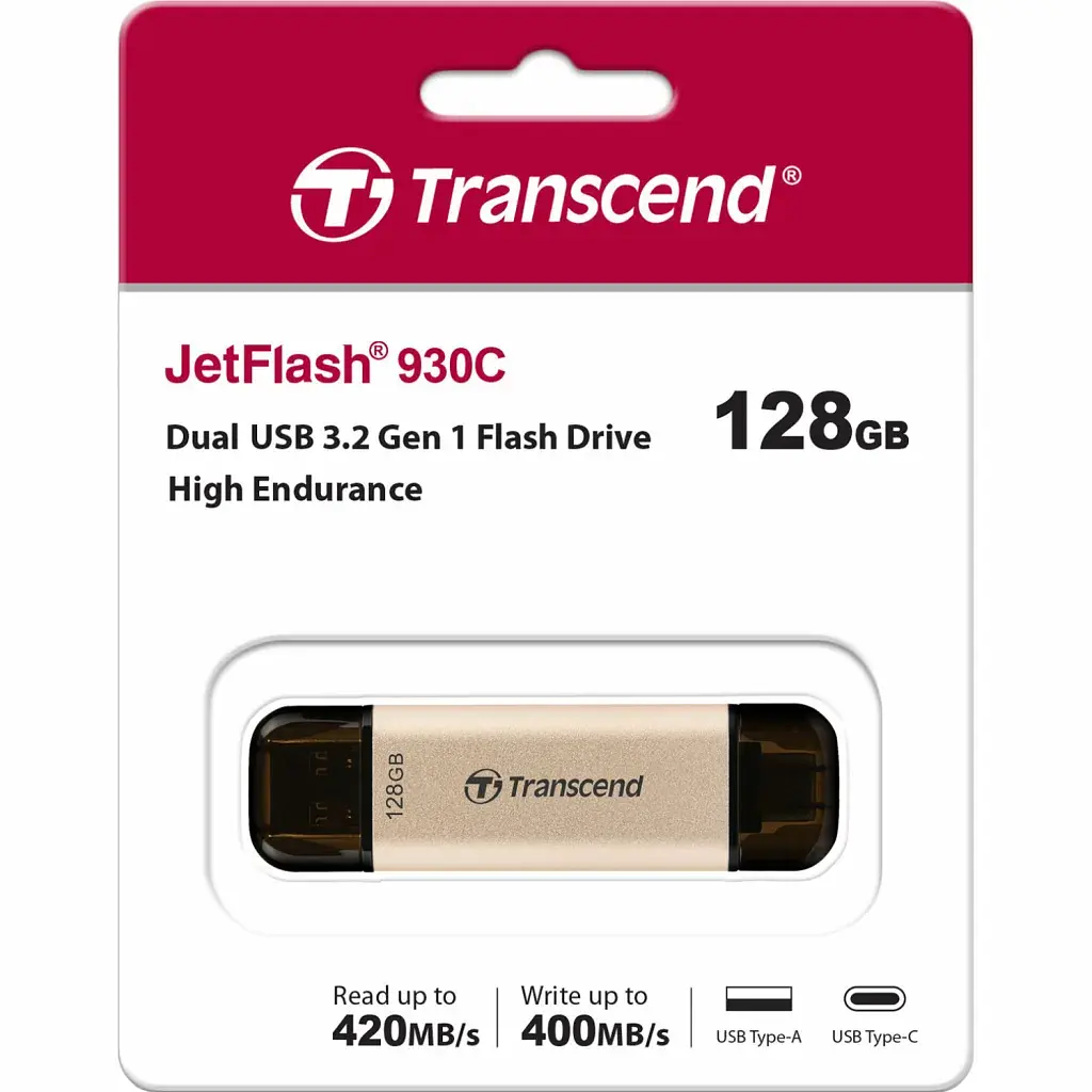 USB флеш накопичувач Transcend 128GB JetFlash 930 Gold-Black USB 3.2/Type-C (TS128GJF930C) - фото 8