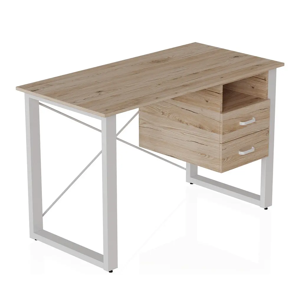 Письмовий стіл із ящиками Ferrum-decor Оскар 750x1400x600 метал Білий ДСП Дуб Сан-Марино 16 мм (FRD-103242) - фото 3