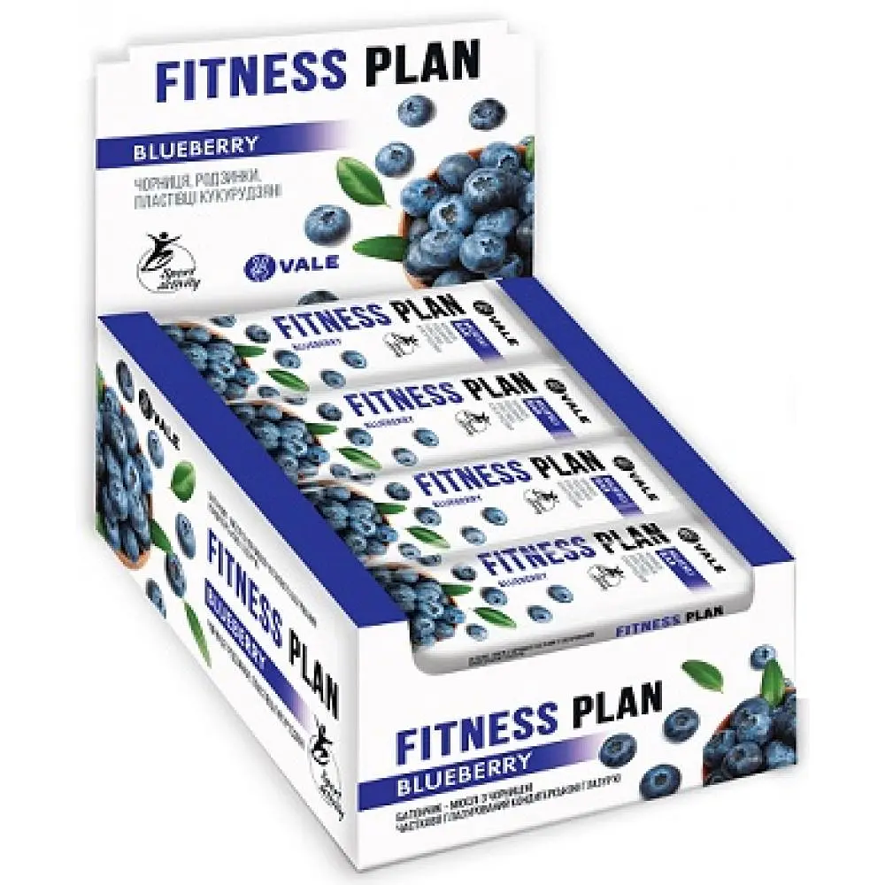 Протеїновий батончик VALE (Fitness Plan Muesli Bar) — 30 × 25 г, bluberry