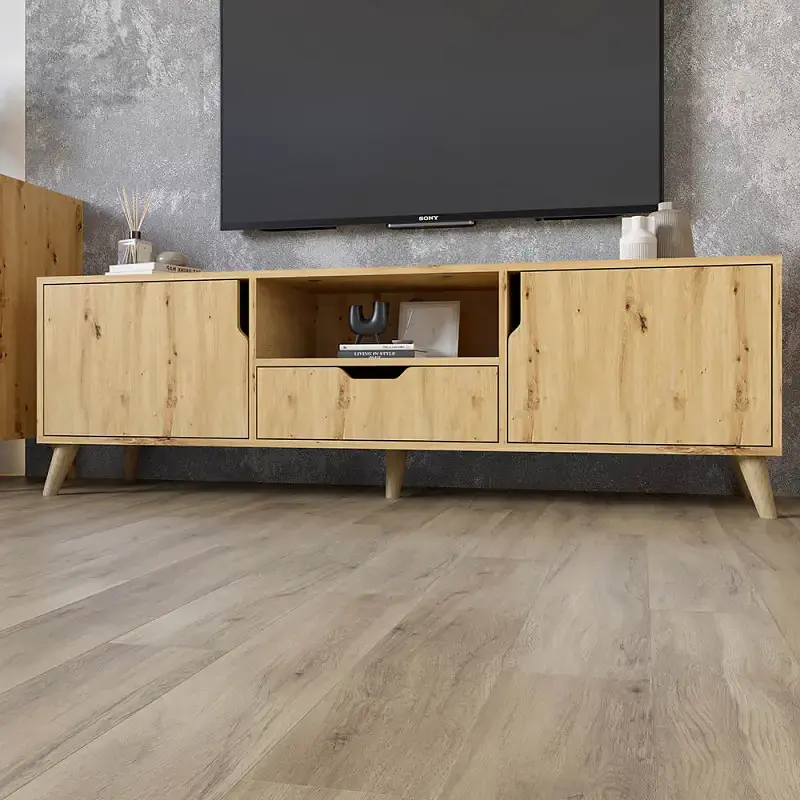 Комплект меблів для вітальні М-ЗОН Борн Дуб Артизан 5 предметів з ніжками кольору світлий горіх (MZN-031068) - фото 11