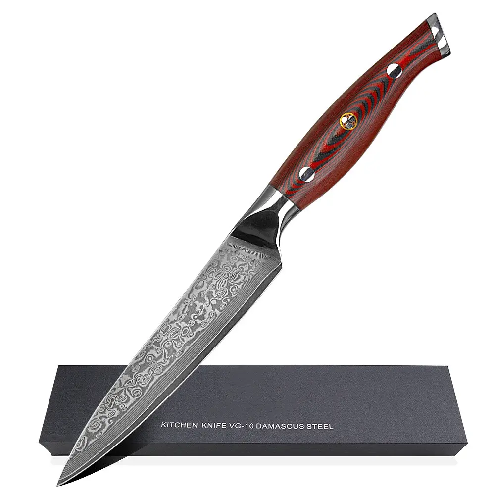 Ніж універсальний Damascus DK-FK 1007 VG-10 дамаська сталь 67 шарів лезо 12 см - фото 4