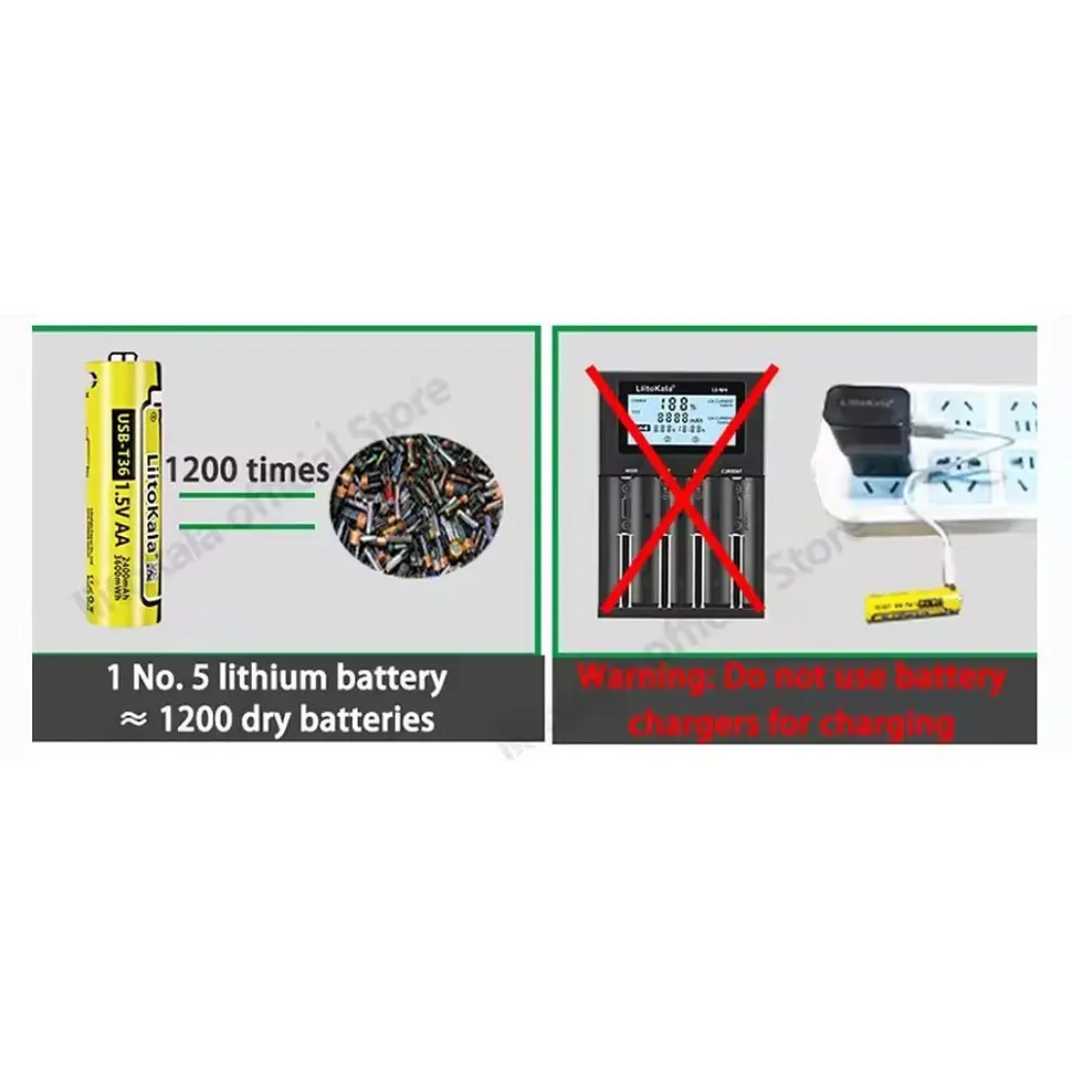 Набір акумуляторів з 4 шт LiitoKala USB-T36 + USB Type-C кабель зарядки - фото 7