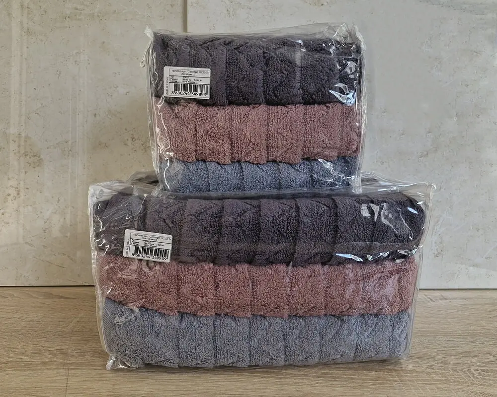 Набір турецьких махрових рушників Cestepe MicroCotton Premium 3 штуки 50x90 + 3 штуки 70х140 Ucgen 2 щільність 600 г/м2 - фото 7