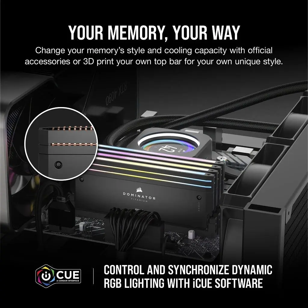 Оперативна пам'ять Corsair 32GB (2x16GB) DDR5 7200MHz Dominator Titanium RGB (CMP32GX5M2X7200C34) - фото 7