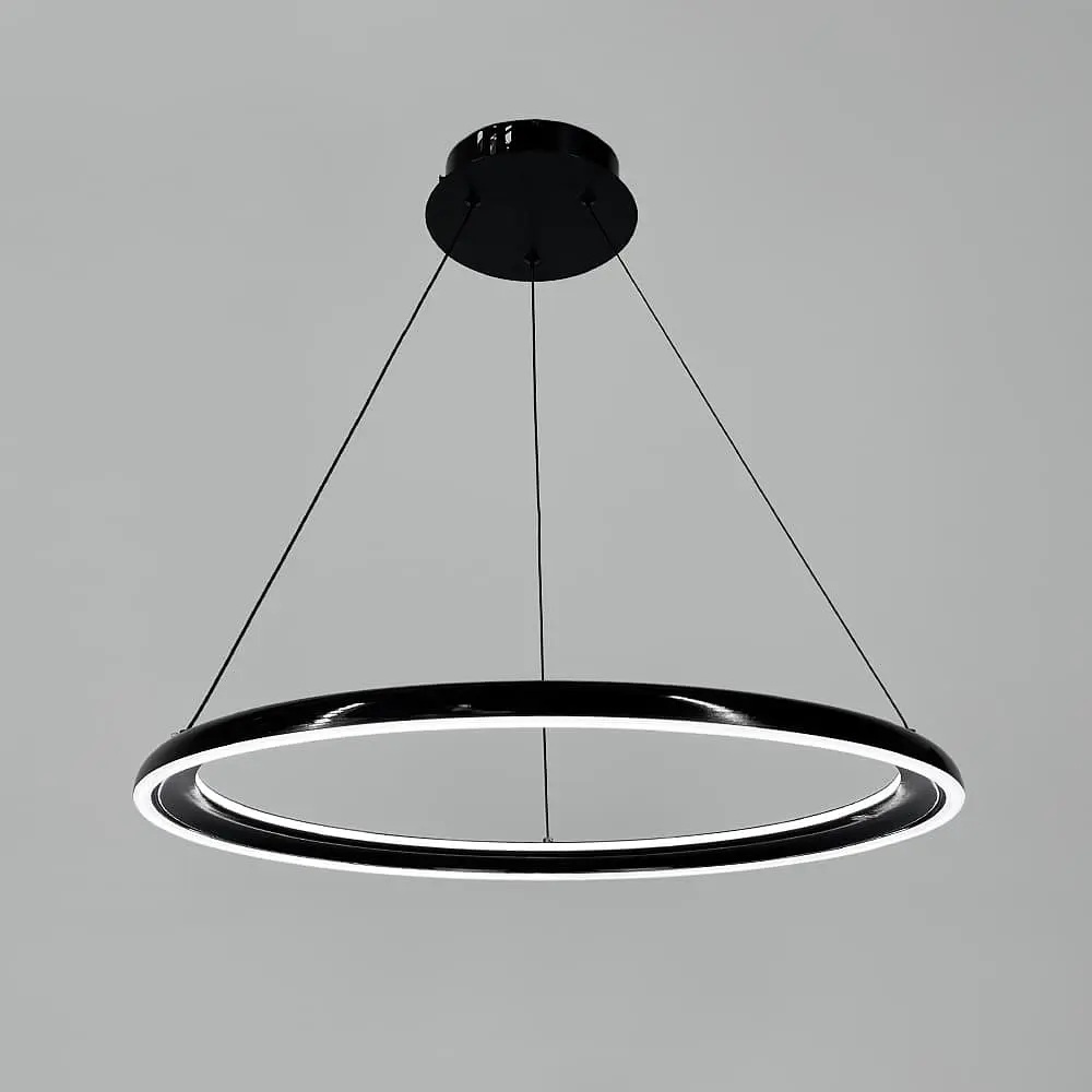Современная подвесная люстра с черным кольцом Ø 60 см Line F | Ст. MJ341-600 BK - фото 3
