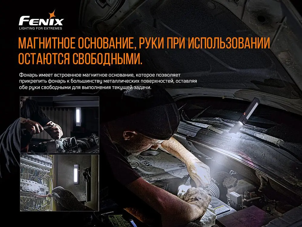 Ручний акумуляторний мультиліхтар Fenix WT16R з магнітом (Чорний) - фото 9