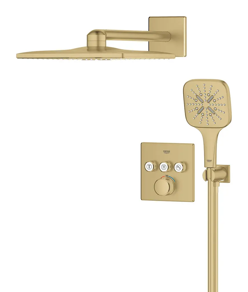 Душова система прихованого монтажу Grohe Grohtherm Smartcontrol з Rainshower SmartActive 310 Cube 34864GN0, Золотий - фото 3