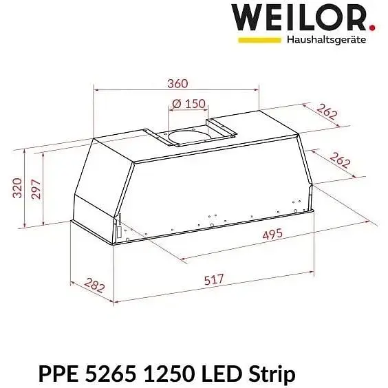 Витяжка вбудована Weilor PPE 5265 SS 1250 LED Strip - фото 10
