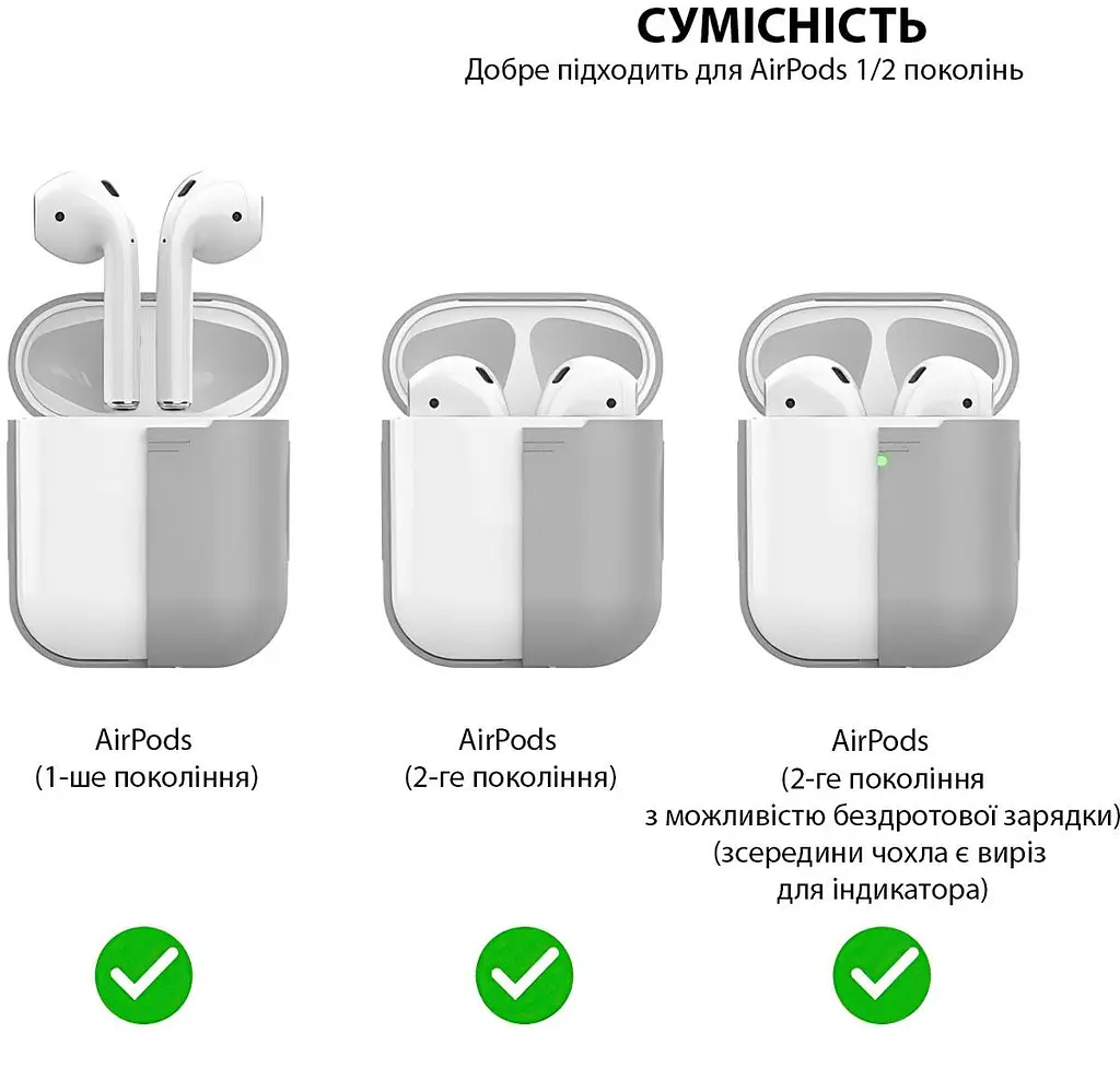 Чехол для Airpods 1/2 Зеленый, силиконовый чехол для наушников Apple чехол для наушников Airpods - фото 4