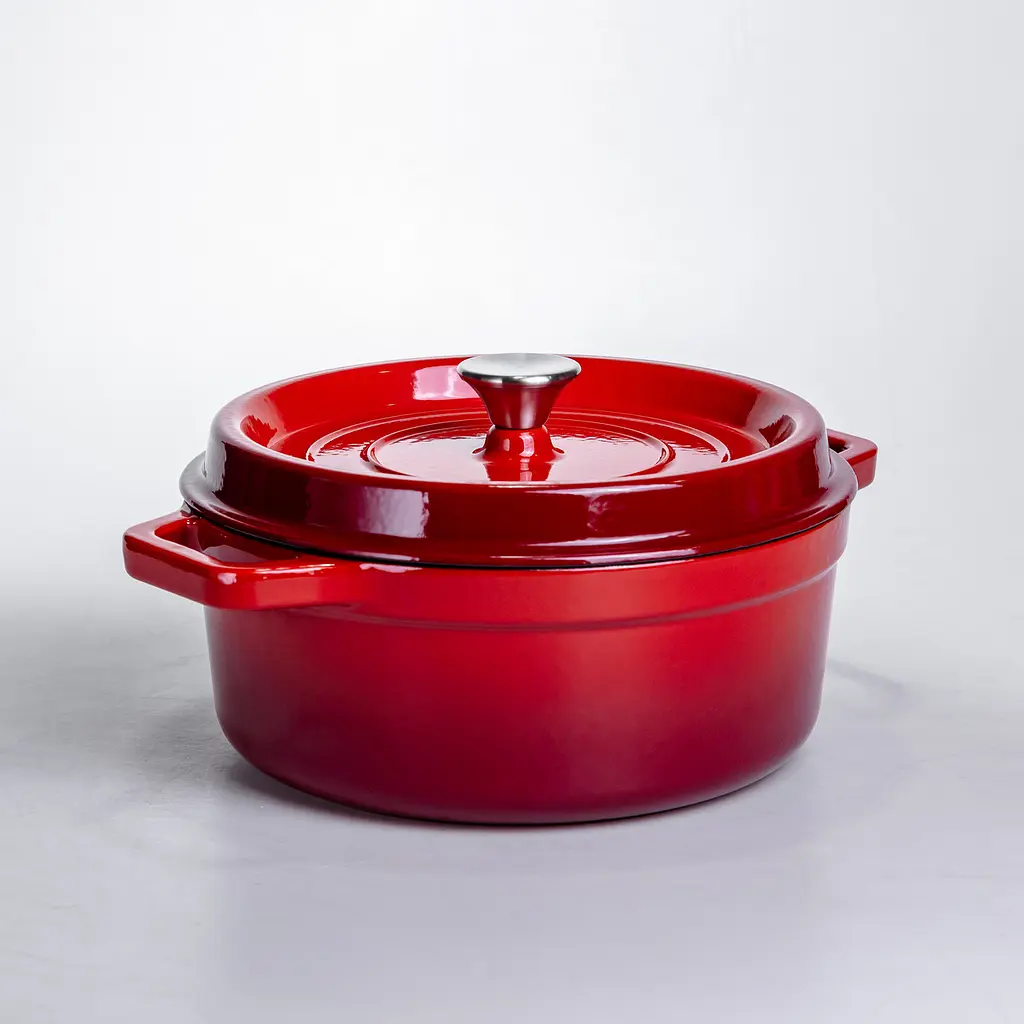 Кокотниця чавунна емальована 5,5 л, червоний Yongkang HP-FLG-5 RED - фото 6