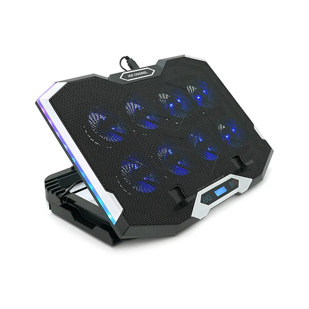 Підставка до ноутбука IceCoorel 10-17", 8x70mm, 2xUSB, + LCD, 410x297x40mm, RGB (K10) - фото 2