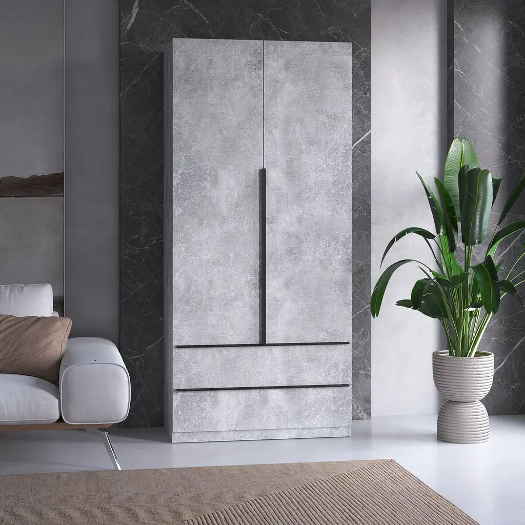 Шафа для одягу Vays M-30, 2 шухляди, з штангою та полицями, ЛДСП, 100×50×220 см – для спальні, вітальні, передпокою - фото 4