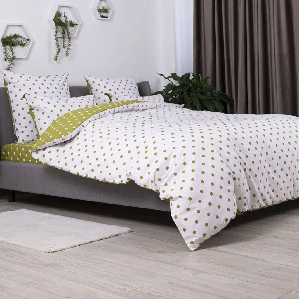 Комплект постільної білизни ТЕП Olive Dots 70x70 полуторний оливковий - фото 4