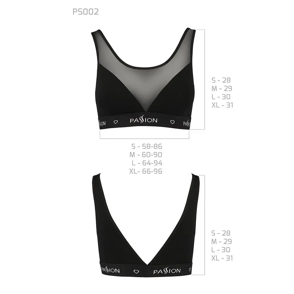 Топ з прозорою вставкою Passion PS002 TOP L, black - фото 6