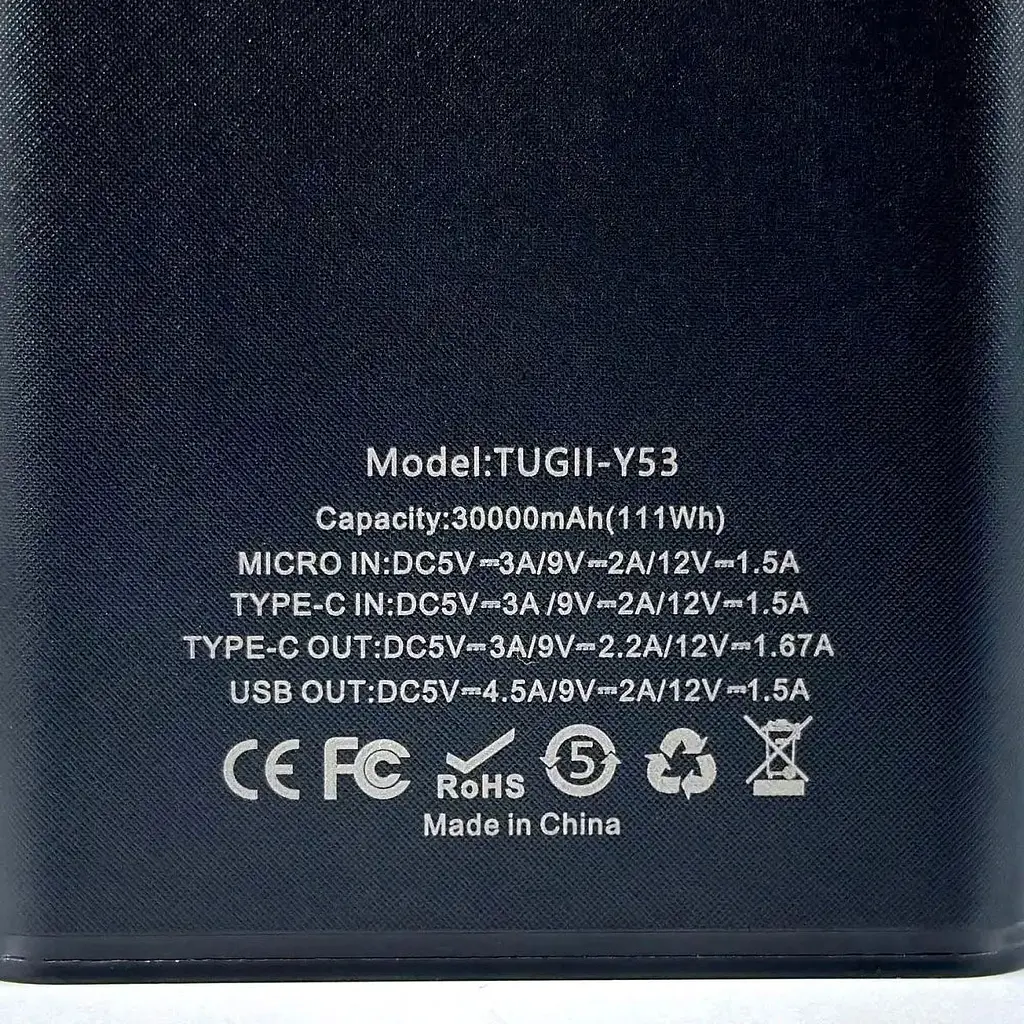 Внешний аккумулятор WUW-TUGII Y53 30000mAh 22.5W Black [123968] - фото 6