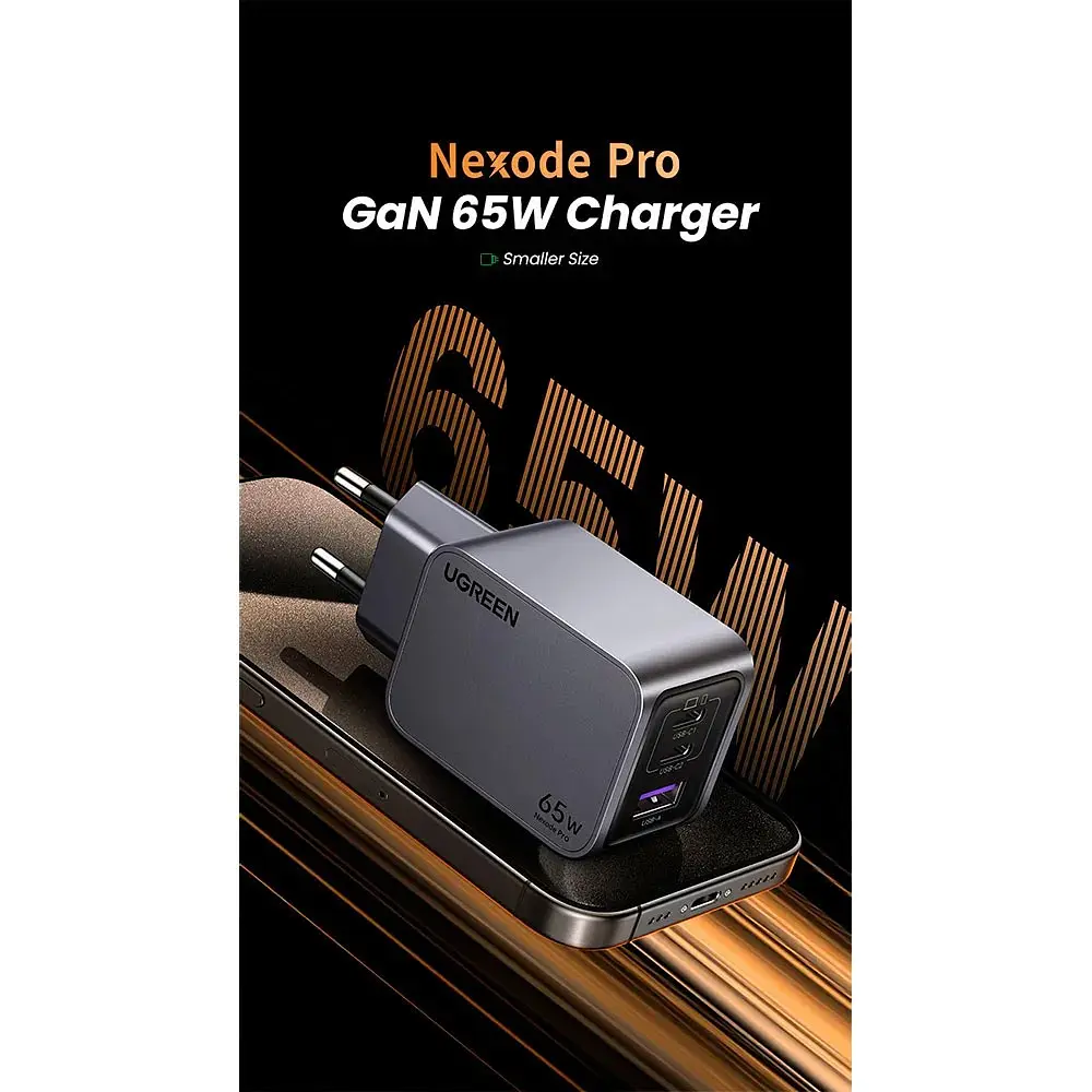 Зарядное устройство для Ugreen Nexode Pro 65W 3-Port GaN Fast MacBook iPhone Charger X755 - фото 9