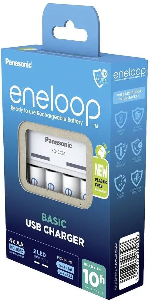 Зарядний пристрій Panasonic K-KJ61MCD40USB Basic USB Charger + Eneloop NI-MH AA 2000 MAh 4 шт. - фото 5