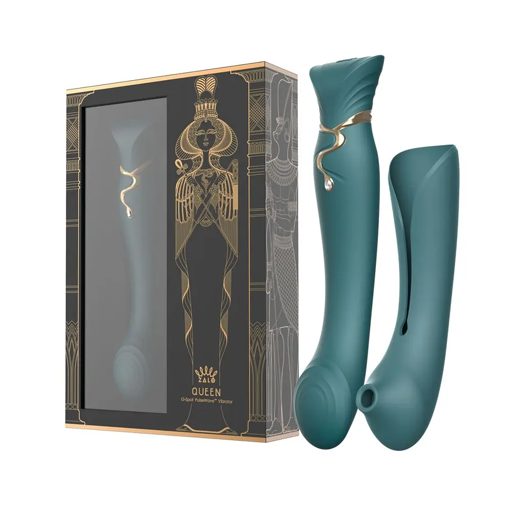 Смартвібратор 3в1 Zalo - Queen Set Jewel Green, пульсівна перлина та вакуум, кристал Swarovski - фото 10