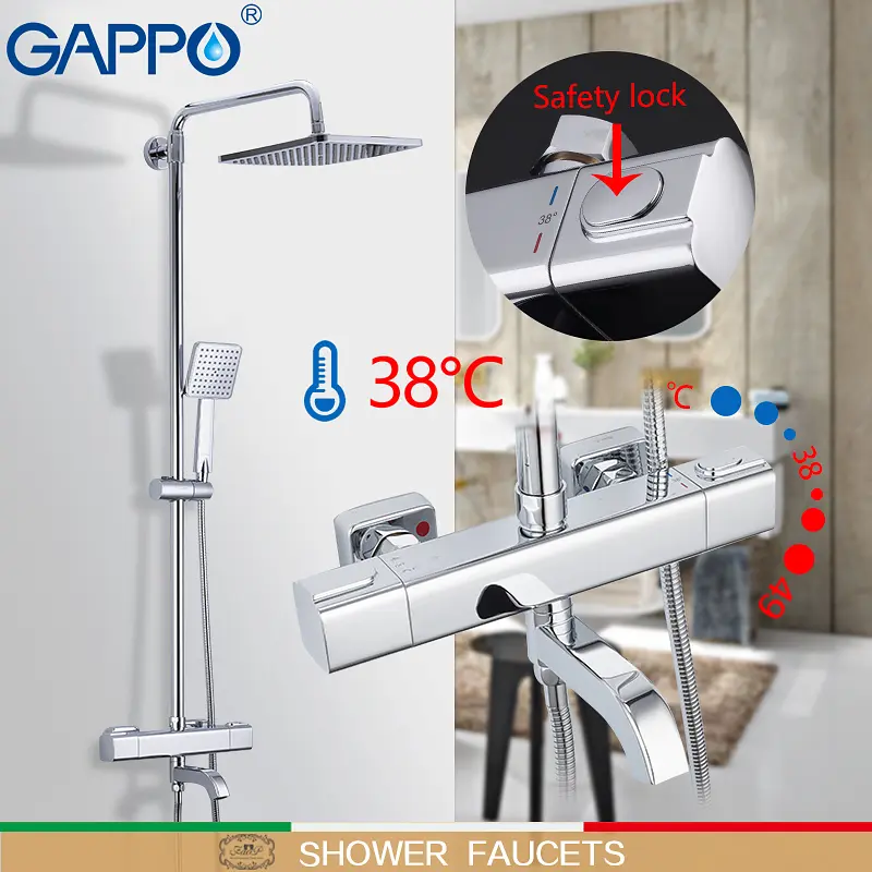 Душевая система с термостатом Gappo 1/3 G2491, Хром - фото 2